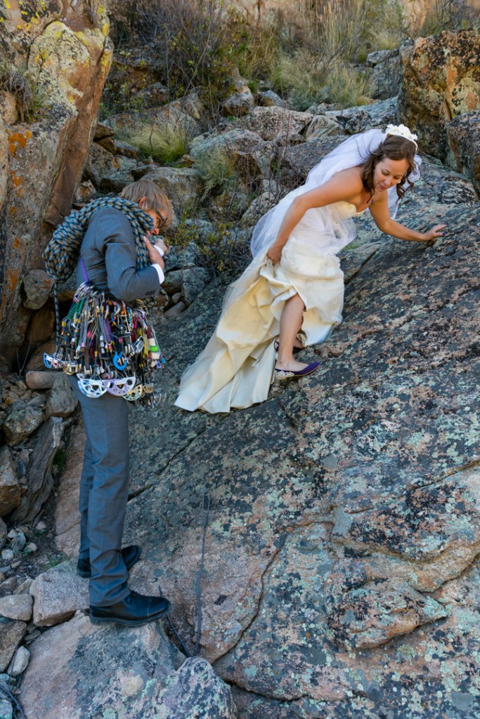 Rock Climbing Bride and Groom