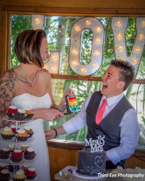 Rainbow Colored Wedding Cake