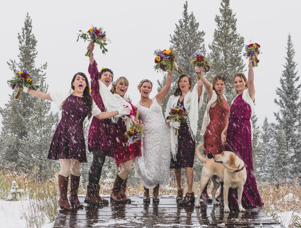 Bridesmaids fall wedding