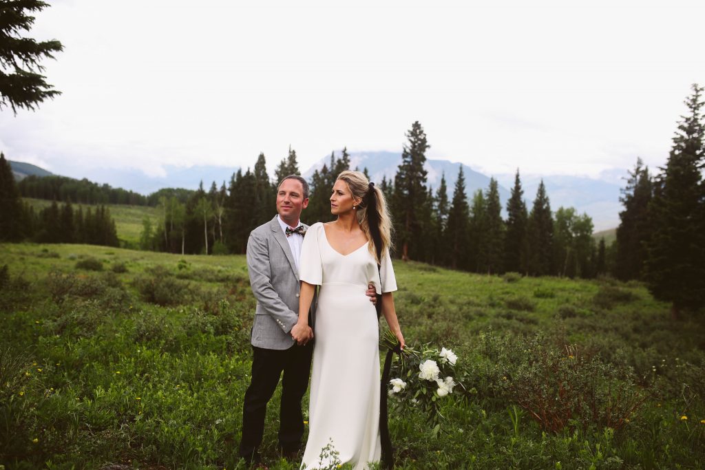 Crested Butte wedding with bride and groom on top of a mountain