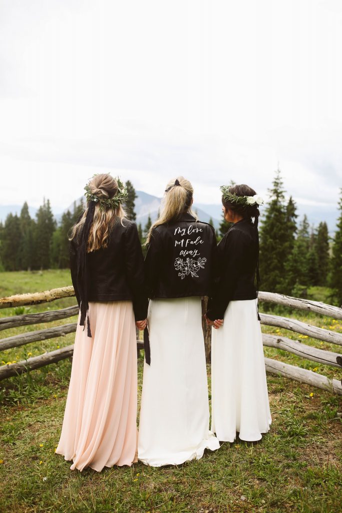 My love not fade away leather jackets for bride and bridesmaids