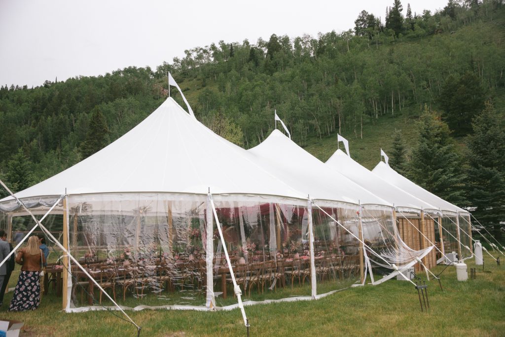 Sailcloth tent in Crested Butte Colorado setup at Cement Creek Ranch