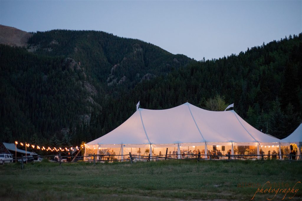Wedding tent at Cement Creek Ranch in Crested Butte Colorado