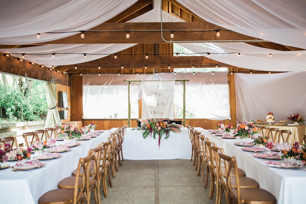 Devon + Billy Mountain Wedding Garden reception tables