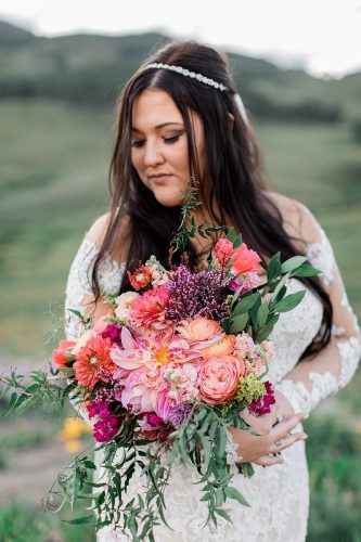 Devon + Billy Mountain Wedding Garden bride with bouquet
